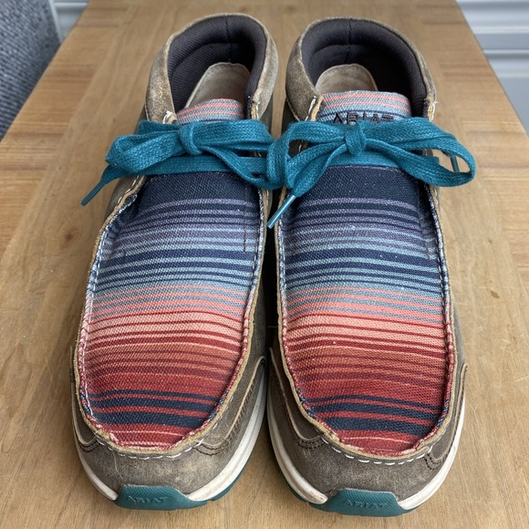 ARIAT SERAPE SPITFIRE BOOTS WOMENS ANKLE LEATHER CANVAS LACE UP SZ 8.5B Cowgirl - Picture 2 of 10